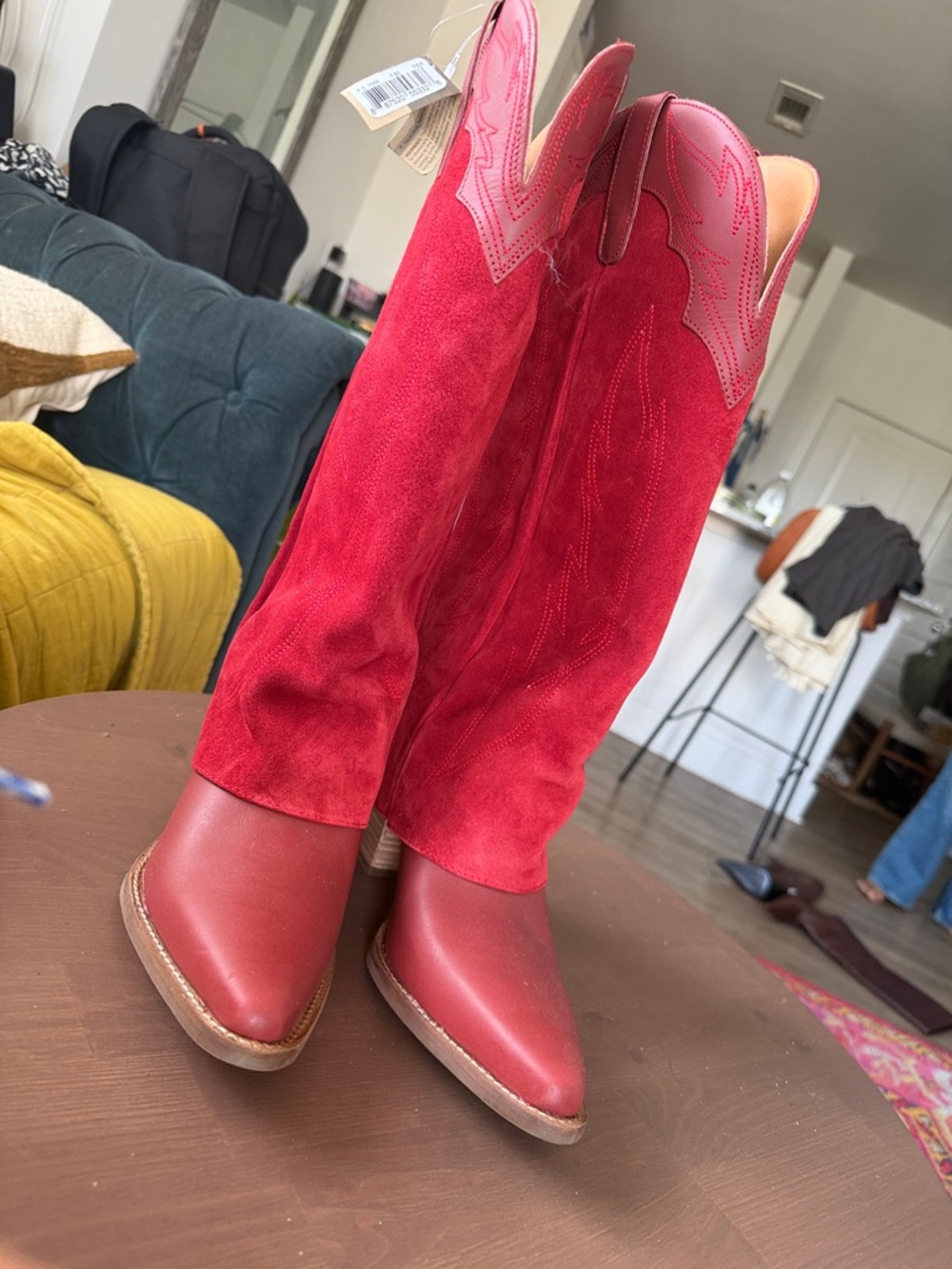 dingo Red Over-The-Knee Western Boots